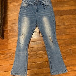 Flamingo XL Distressed Bootcut Jeans Light Wash Stretch Denim